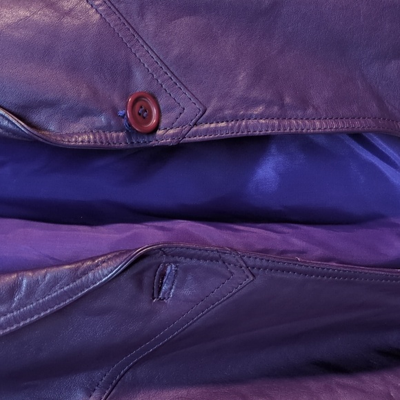 Vintage 80s Purple Leather Jacket, Size Small - Picture 7 of 10